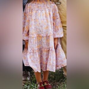 Floral Tiered Babydoll Dress with Smocked Neckline